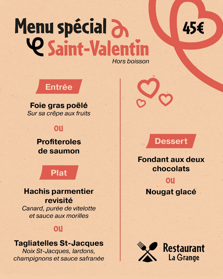 Menu Saint-Valentin